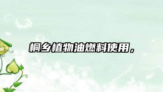 桐鄉(xiāng)植物油燃料使用，
