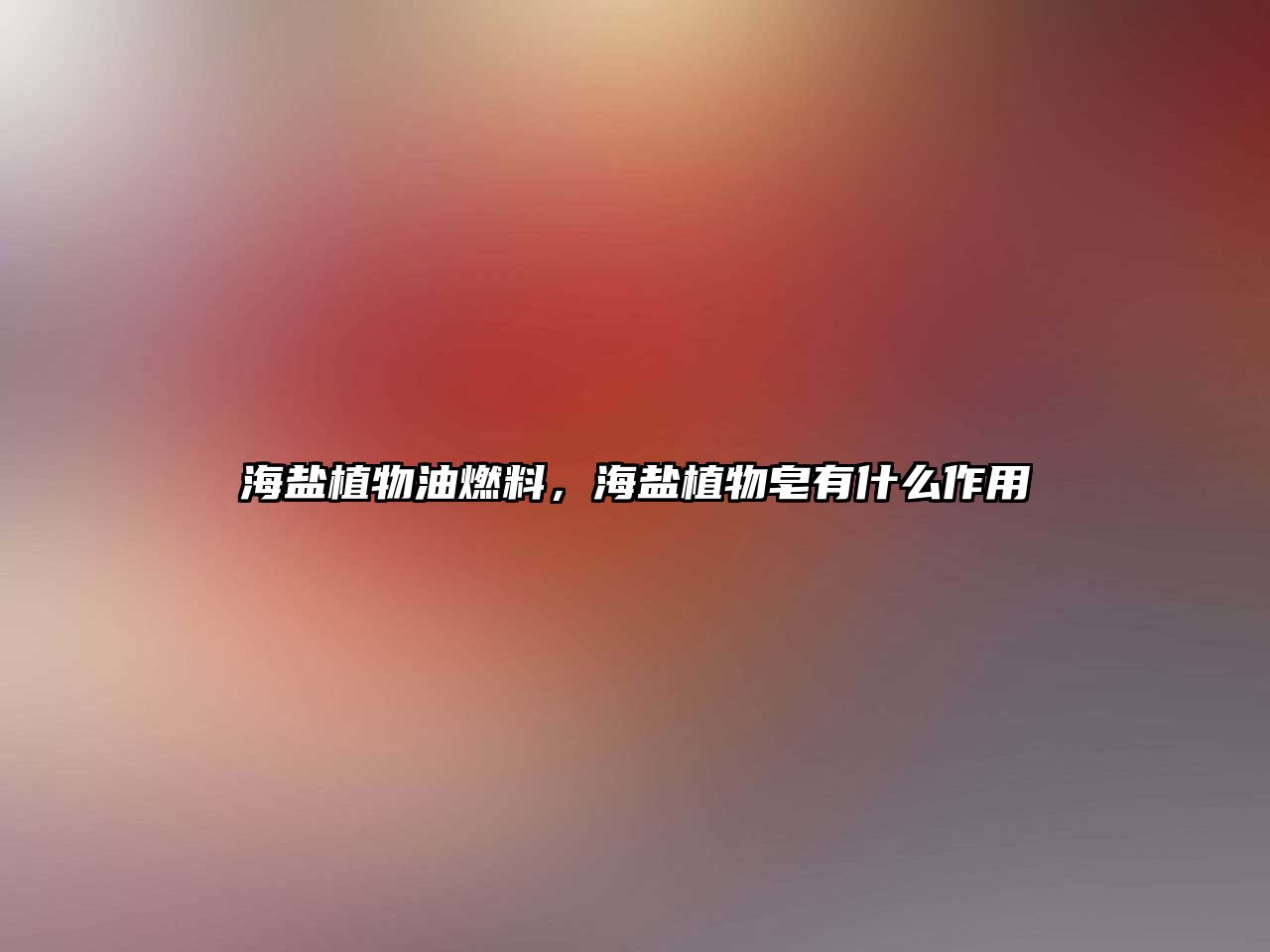 海鹽植物油燃料，海鹽植物皂有什么作用