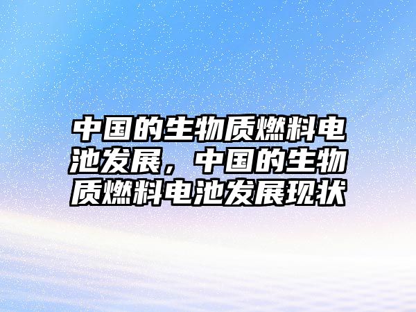 中國的生物質(zhì)燃料電池發(fā)展，中國的生物質(zhì)燃料電池發(fā)展現(xiàn)狀