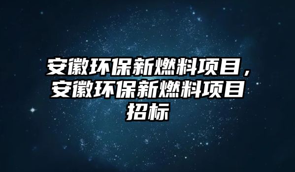 安徽環(huán)保新燃料項目，安徽環(huán)保新燃料項目招標
