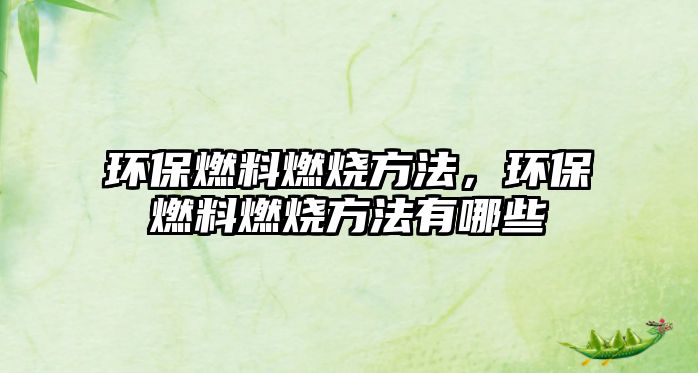 環(huán)保燃料燃燒方法，環(huán)保燃料燃燒方法有哪些