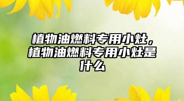 植物油燃料專用小灶，植物油燃料專用小灶是什么