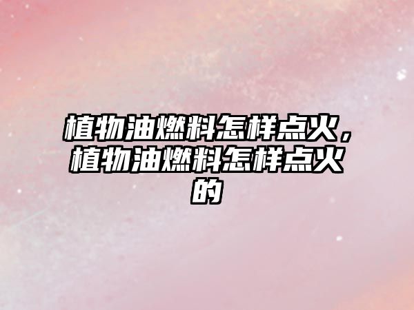 植物油燃料怎樣點(diǎn)火，植物油燃料怎樣點(diǎn)火的
