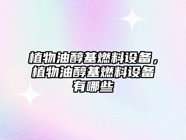 植物油醇基燃料設(shè)備，植物油醇基燃料設(shè)備有哪些