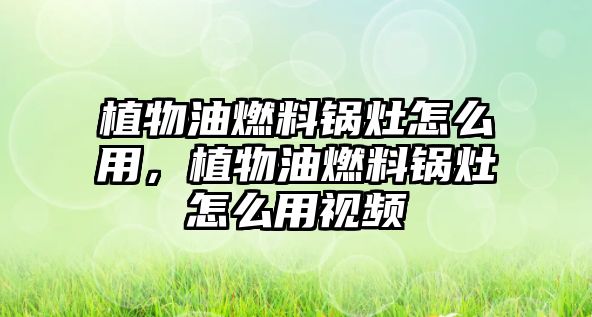 植物油燃料鍋灶怎么用，植物油燃料鍋灶怎么用視頻