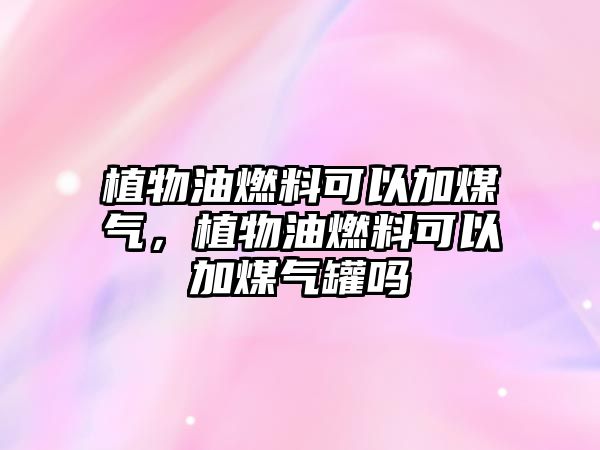 植物油燃料可以加煤氣，植物油燃料可以加煤氣罐嗎