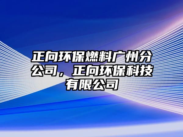 正向環(huán)保燃料廣州分公司,正向環(huán)??萍加邢薰? class=