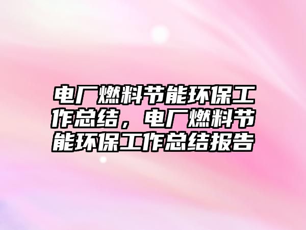 電廠燃料節(jié)能環(huán)保工作總結(jié)，電廠燃料節(jié)能環(huán)保工作總結(jié)報(bào)告