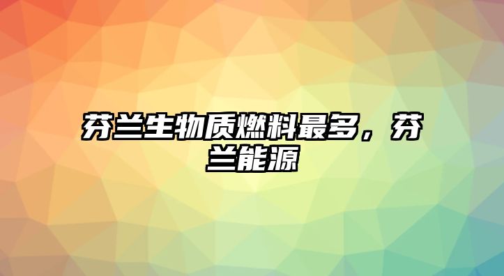 芬蘭生物質(zhì)燃料最多，芬蘭能源