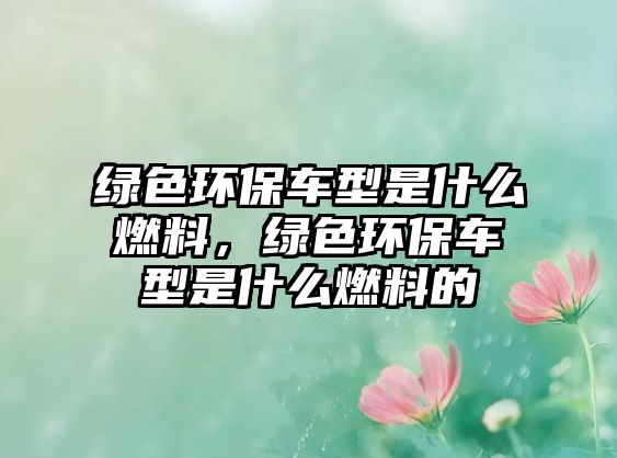綠色環(huán)保車型是什么燃料，綠色環(huán)保車型是什么燃料的