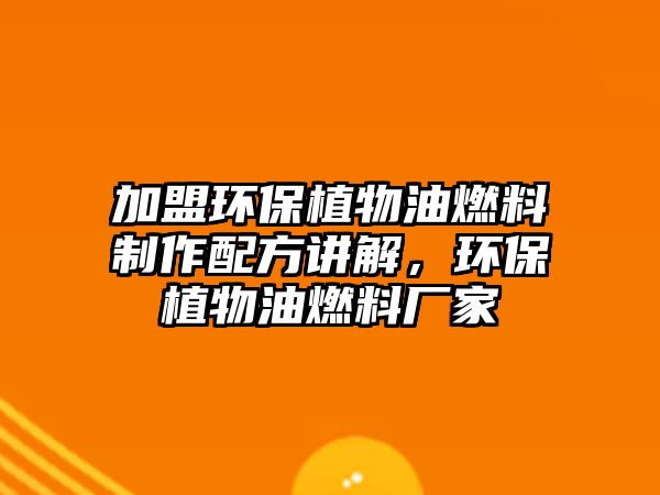 加盟環(huán)保植物油燃料制作配方講解，環(huán)保植物油燃料廠家